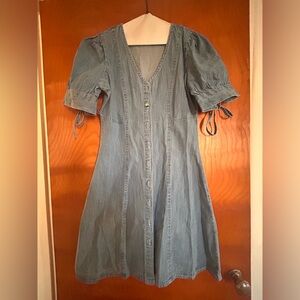 Light denim button down dress
